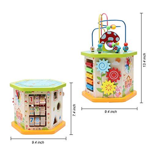LAVIEVERT 9in1 Wooden Play Cube Activity Center Multifunctional Bead