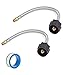 SHINESTAR 12-Inch RV Propane Hose, Stainless Braided Propane Tank Hose for RV Two-Stage Propane Regulator, 1/4-Inch Male NPT x QCC-1, 2-Pack
