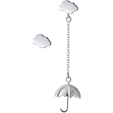 Cute Cloud Umbrella Sterling Silver Small Stud Earrings for Women Hypoallergenic Nickel Free for Piercing Ear Huggie Asymmetrical Dangle Studs Earring Personalized Unique Jewelry