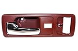 PT Auto Warehouse HO-2380ML-FL - Inside Interior Inner Door Handle, Red Housing with Chrome Lever - with Power Lock Hole, 2-Door Coupe, Driver Side