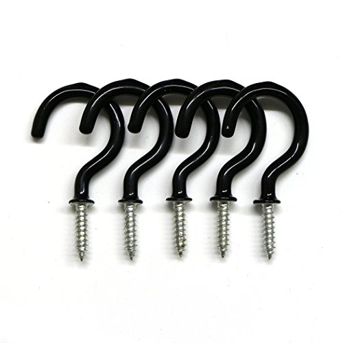 Aoyoho 60Pcs Vinyl Coated Screw-In Ceiling Hooks Cup Hooks Light Hooks(Black) - Thumbnail 5