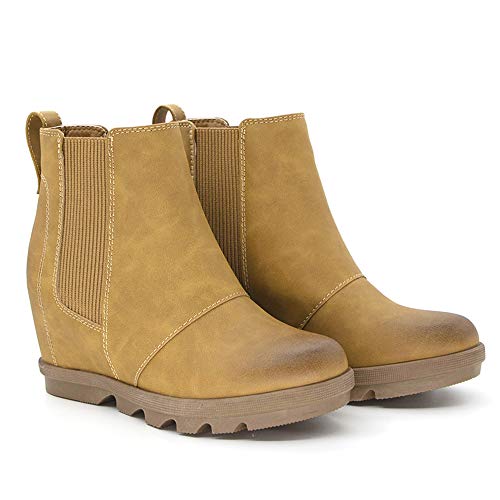 Athlefit-Womens-Wedge-Chelsea-Boots-Comfortable-Ankle-Wedge-Booties
