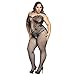 Deksias Fishnet Bodystocking Plus Size Crotchless Bodysuit Lingerie for Women (Plus Size, Black)