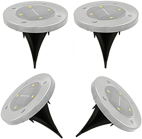 4 Pack - Dlames Solar Lights Ground Outdoor Lights Water-resistant 4 LED Solar Path Landscape Lighting Solar Walkway Lights for Yard Garden Driveway Lawn Pathway (Warm White)
