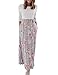MEROKEETY Women's Striped Floral Print 3/4 Sleeve Tie Waist Maxi Dress with Pockets