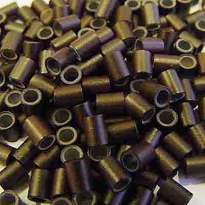 200 PCS 4mm Dark Brown Color Copper Silicone Tube Micro Ring For I Bonded Tipped Human Hair Extension
