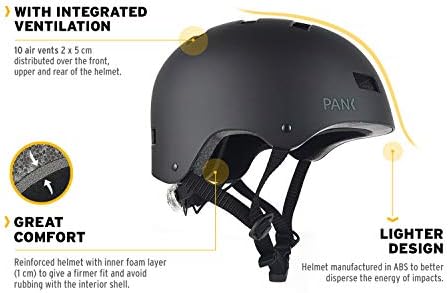 PANK Casque pour Trottinette électrique, vélo Urbain, Roller et Skateboard. Conception Ultra légère. Éclairage LED arrière Multiposition.