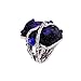 KAYMEN FASHION JEWELLERY Cubic Gem Resin Stone with Crystal Elastic Stacking Rings Antique Gold and Silver Tone 3 Colors (Blue)