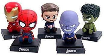 INNOVATIVE PRODUCTS Car Dashboard and Table Top Marvel Avengers Bobble Head with Stand and Mobile Holder with Box (Pack of 5)
