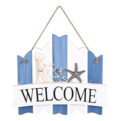 WINOMO WELCOME Sign Plaque Wooden Hanging Nautical Wall Decor Beach Theme Cafe Store Door Decor 41Q9QEZRe%2BL. SS400