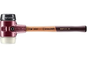 Halder 3028.080 Simplex 7 lb Soft-Face Mallet with Black Rubber and Nylon Inserts, Cast Iron Housing, and Wood Handle