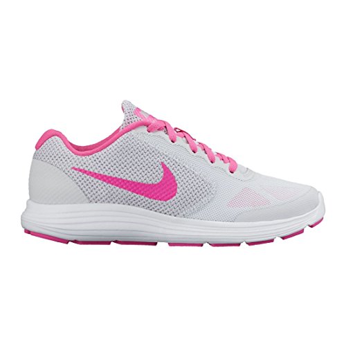 NIKE Kids Revolution 3 (GS) Platinum Pink Grey White Size 4