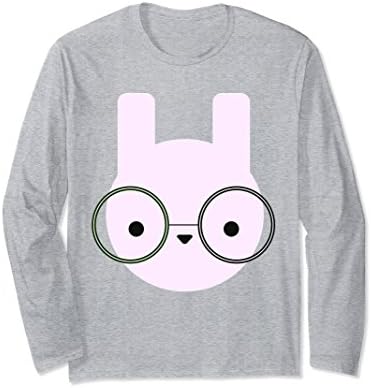 Unisex Cute Bunny Pastel Easter Rabbit Nerd Long Sleeve Shirt Large Heather Grey