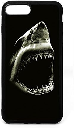Iphone 7 Plus 5.5" iPhone8 Plus 5.5Inch Case, Scary Big Mouse White Shark In Dark Pattern Black Soft Rubber TPU Bumper Case, Customized iPhone 8Plus 5.5Inch Iphone7 Plus 5.5" Horror Jaw Design Case