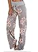 Famulily Women's American Flag Floral Drawstring High Waist Wide Leg Pants (X-Large, Grey)