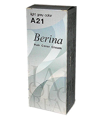 BERINA PERMANENT HAIR DYE COLOR CREAM #A21 Light Grey COOL HOT CREZY FASHIONS
