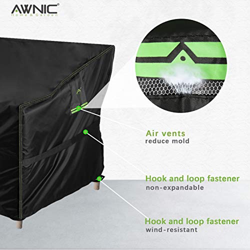 AWNIC Gartenbank-Abdeckung, Liebessitzbezug für Liebessitz, 3-Sitzer, Gartenbank, wasserdicht, reißfest, 420D Oxford, 175 x 85 x 65/90 cm – Bild 6