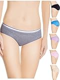 Nabtos Women Cotton Hipster Plain Colors White Waistband Underwear Panties (Pack of 6) (Medium/6, 6 multi colors)