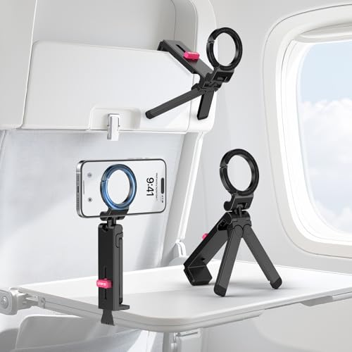 ULANZI MA88 Magnetic Phone Tripod Mount for MagSafe iPhone 17-12 Series, Strongest Magnet Handsfree Airplane Phone Holder for Woman Man, 360° Rotation Long Flight Travel Essentials for Seat Tray Table