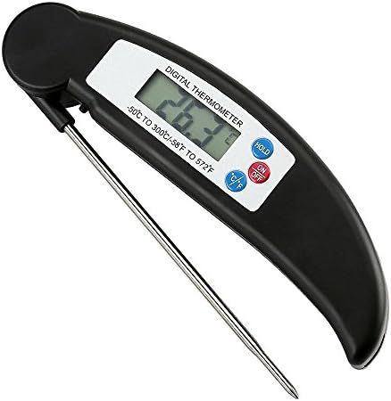 Food Thermometer, JATDON® Digital Instant Read Candy / Meat Thermometer With Probe For Kitchen Cooking, BBQ, Poultry, Grill --- [Foldable, Fast &amp; Auto On/Off] Black