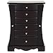 Best Choice Products Handcrafted Wooden Jewelry Box Organizer Wood Armoire Cabinet Storage Chest - Dark Brown
