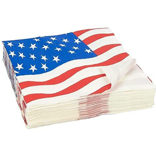 144 Pieces Patriotic 4th of July Party Supplies, American Flag Plates, Napkins, Cups, Cutlery