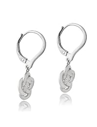Aretes de plata de ley con nudo de amor, colgantes con cierre catalán