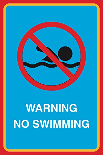 Warning No Swimming Print Picture Pool Beach Water Safety Sign Aluminum Metal
