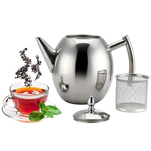 Ywillink 1.5L Stainless Steel Coffee Kettle Teapot Coffee Tea Cold Water Pot with Strainer Home Tea Tools