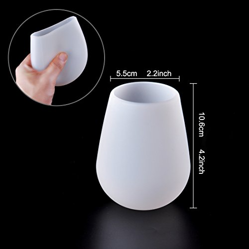 DEWEL Silikon Weingläser Wein-Set mit 4 Gläsern Unbreakable Silikon-Becher 12 oz, spülmaschinenfest bruchsicher Stemless… – Bild 6