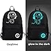 School Backpack, Anime Luminous Backpack Unisex Fashion Backpack Daypack College School Bookbag Travel Laptop Backpack with USB Charging Port, Anti-theft Lock & Pencil Case, Black