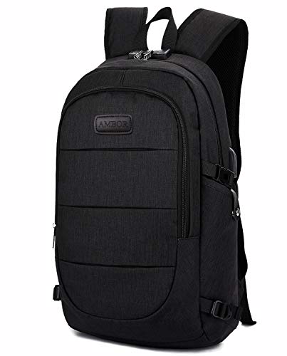 Travel Laptop Backpack, Anti Theft Business Waterproof Laptop Backpack with USB Charging Port and Headphone Interface fits Under 15.6" Laptop, for College Student Work Men & Women