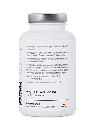 [- More Nutrition Essentials O3-D3-K2. Vitamin D3, K2 Und Omega 3 Fettsäuren. Fischöl Mit