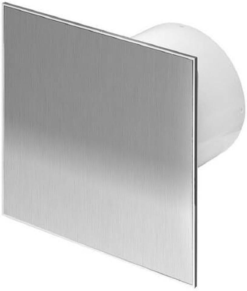 Awenta Bathroom Fan Diameter 100 mm 10 cm with Backflow Flap and Timer/Lay Control WTI T Fan Ceiling Fan Stainless Steel Front Wall Fan Bathroom Fan Built-in Fan Bathroom Kitchen
