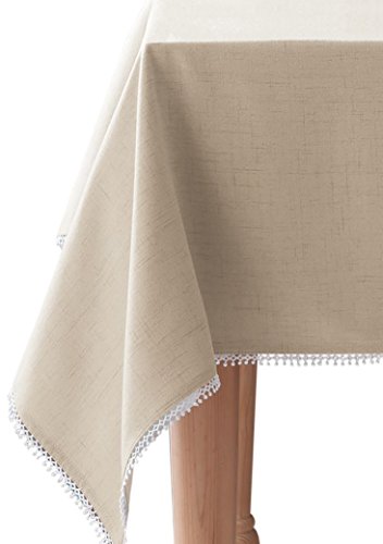 HomeCrate Luxurious French Perle Collection Solid Tablecloth 60" X 84" Natural, By Lenox