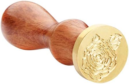Dreamitpossible Wax Seal Stamp Creative Antique Rose Flower Metal Sealing Wax Stamps Wood Handle Ancient Wedding Invitations Wax Seal Stamp Decor(19)