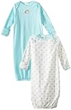 Gerber Unisex-Baby Newborn 2 Pack Hippo Gown, Hippo Blue, 0-6 Months