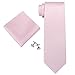 Landisun Silk Tie Set Solid Tie+Hanky+Cufflinks Light Pink
