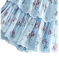 Mini falda de cintura alta con volantes para dama, diseño floral