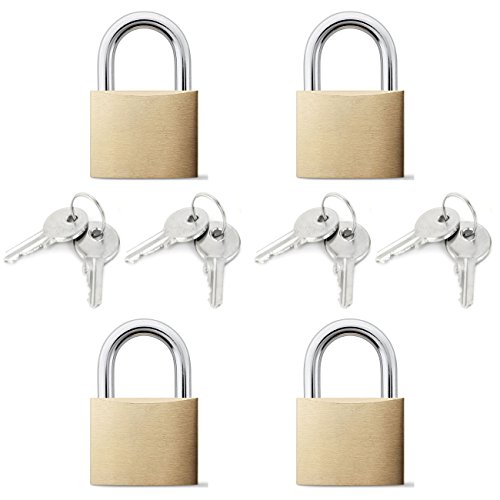 Arology 2 Sets of 2 Pack Brass Padlock (Total 4 Padlocks) 25MM with 2 Keys Each Lock, Safety and Secure Luggage, Carry On, Suitcase, Bags, Gate, Door, Toolbox