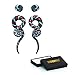 BodyJ4You 4PC Glass Ear Tapers Plugs 0G Aqua Blue Black Stripe Teardrop Spiral Gauges Set