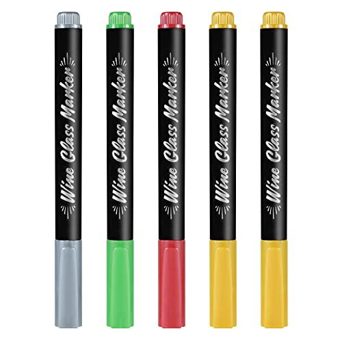 GainArt Wine Glass Markers, Pack of 5, Erasable Markers For Decorating