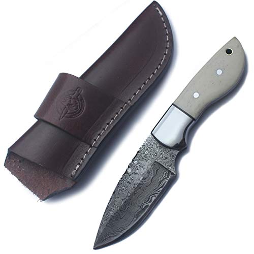 WolfKlinge Handmade Damascus Steel Knife Fixed Blade for Skinning