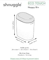 Shnuggle Eco-Touch Nappy Bin Diaper Pail Dual-Seal Odour Lock view 8