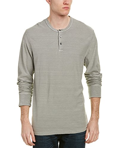 James Perse Mens Slub Henley, 3, Grey 