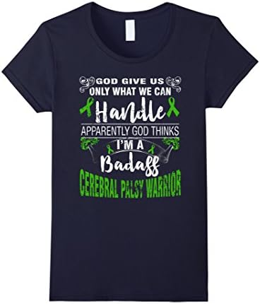 Womens I'M A BADASS CEREBRAL PALSY WARRIOR T SHIRT Medium Navy