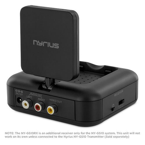 Nyrius Additional Receiver Only for the 5.8 GHz Wireless Audio/Video System (Sold Separately) with IR Remote Extender for Streaming Cable, Satellite, DVD - Does Not Include Transmitter (NY-GS10RX)