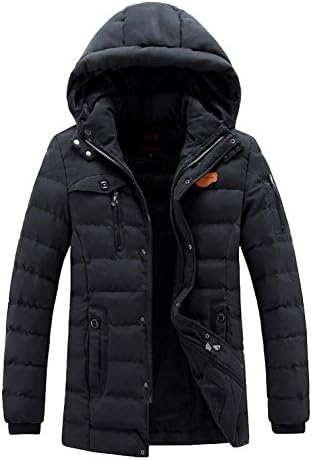 Eleganveo Men's Korean Style Slim Casual Thick Coat Black XXL