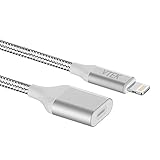 Extension Cable, Braided 8 Pin Extender Dock Cable for iPhone 5,5S,6, 6S, 7, 8, X, iPad; Pass Video, Data, Audio to Docking Station and Car Audio System(3.3ft, Silver)