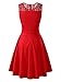KIRA Women's Sleeveless A-Line Evening Party Lace Cocktail Dress (Small, Red)